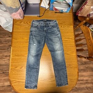 Silver Jeans Men's Distressed Blue Skinny Jeans